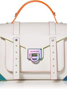 Michael Kors Manhattan Medium Satchel - White Neon Iridescent